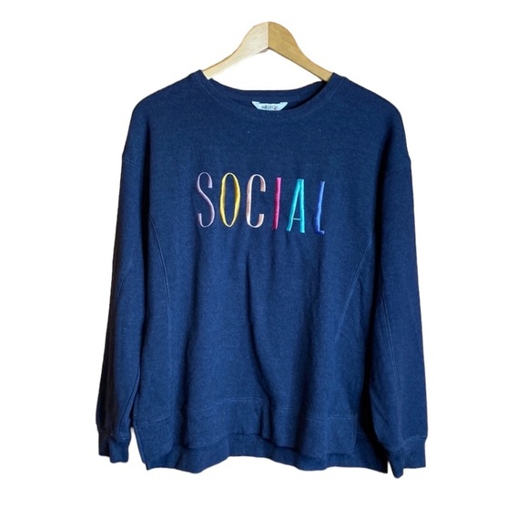 Wildfox Tops - Wildfox “Social” blue side split sweatshirt womens size small. new without tags